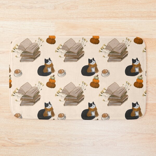 Item preview, Cozy autumn reading cat and Pumpkin, Coffee, fall theme designed and sold by dreamseller88.