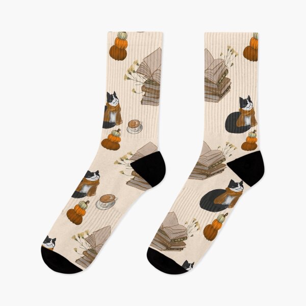Item preview, Cozy autumn reading cat and Pumpkin, Coffee, fall theme designed and sold by dreamseller88.