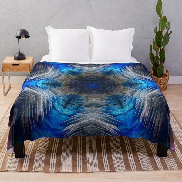 Item preview, White Feathers – Kaleidoscopic Waves in Blue and Violet / Swiss Artwork Photography designed and sold by Raphael Wolf.