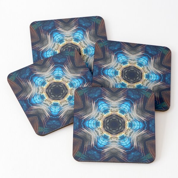 Item preview, White Feathers – Kaleidoscopic Waves in Blue and Violet (Darker Version) / Swiss Artwork Photography designed and sold by Raphael Wolf.