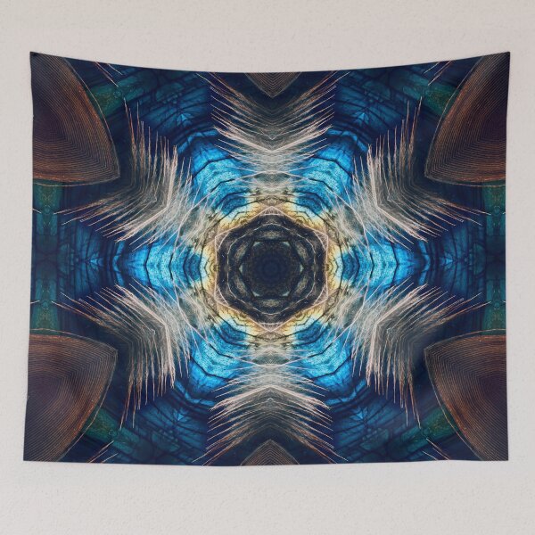Item preview, White Feathers – Kaleidoscopic Waves in Blue and Violet (Darker Version) / Swiss Artwork Photography designed and sold by Raphael Wolf.