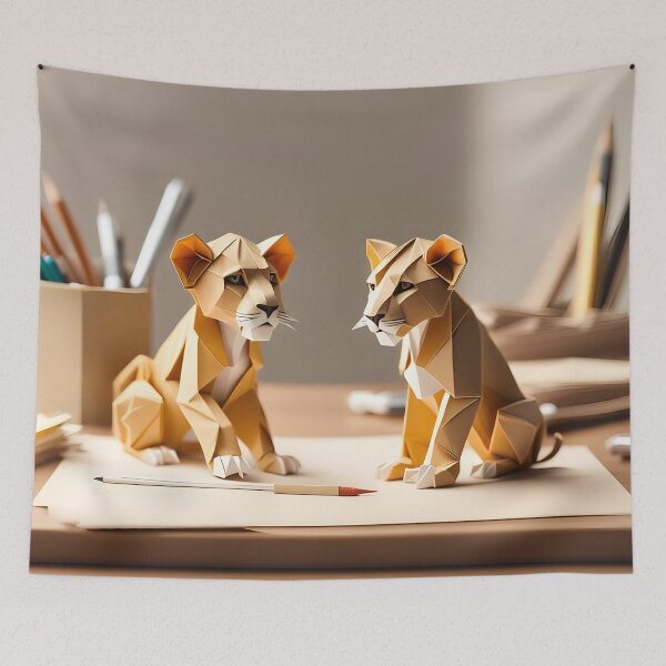 Item preview, Origami Art - Dynamic Duo: Playful Lion Cubs designed and sold by ArtfulFolds.