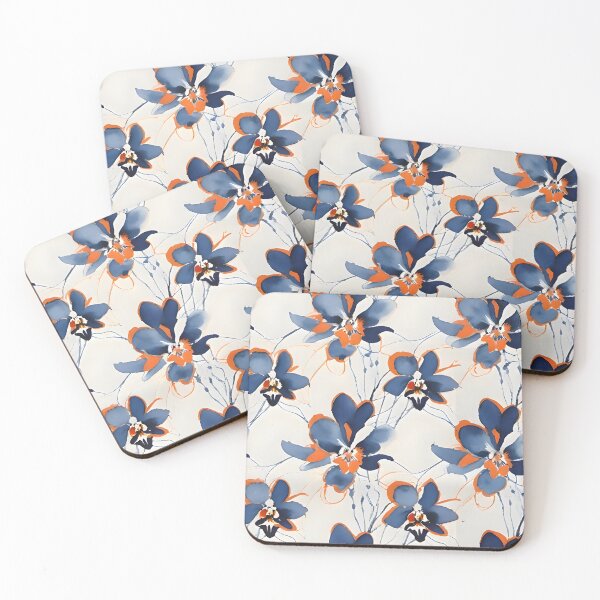 Item preview, Navy Blue Retro Floral Pattern designed and sold by Dream Garden.