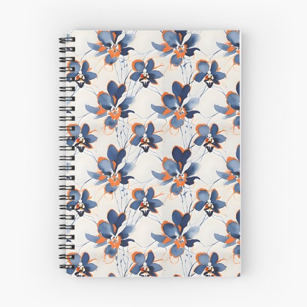 Aperçu de l'œuvre Motif floral rétro bleu marine créée et vendue par Dream Garden.