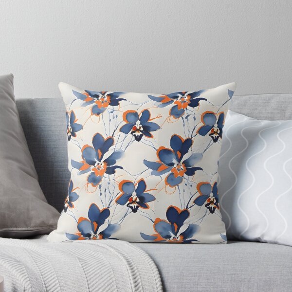 Item preview, Navy Blue Retro Floral Pattern designed and sold by Dream Garden.