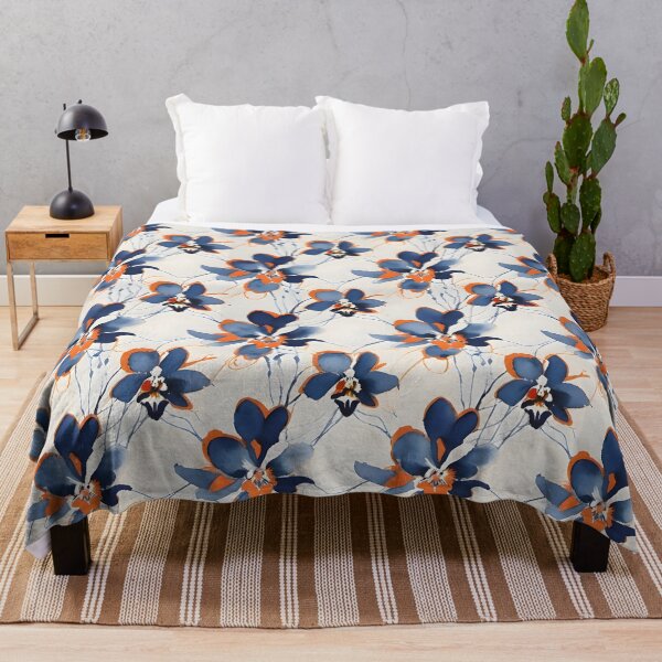 Item preview, Navy Blue Retro Floral Pattern designed and sold by Dream Garden.