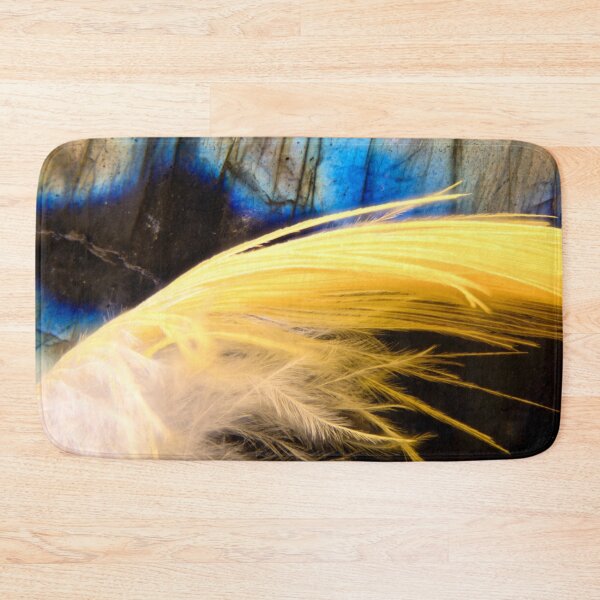 Item preview, Yellow Feather – Luminous Labradorite in Blue / Swiss Artwork Photography designed and sold by Raphael Wolf.