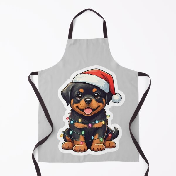 Item preview, Cute Chibi Rottweiler Puppy with Santa Hat and Christmas Lights – Adorable Holiday Dog Illustration designed and sold by PixelVibe782.