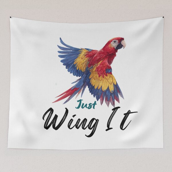 Item preview, Colorful Macaw in Flight with "Just Breathe"  designed and sold by Anastasiia Yurevych.