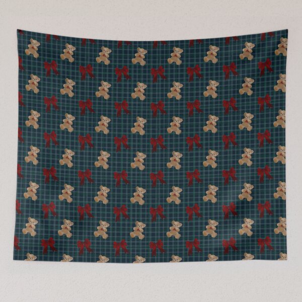 Item preview, Cozy fall teddy bear hand drawn illustration with tartan paper  designed and sold by dreamseller88.