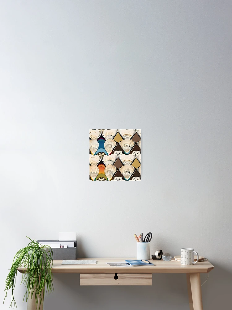 Thumbnail 2 of 3, Poster, Retro Geometric Shell Pattern designed and sold by Dream Garden.