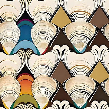 Artwork thumbnail, Retro Geometric Shell Pattern by Dream Garden
