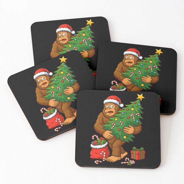 Item preview, Funny Bigfoot Christmas Tree Surprise Gift, Festive Holiday Sasquatch Humor Art designed and sold by DrawHandArt.