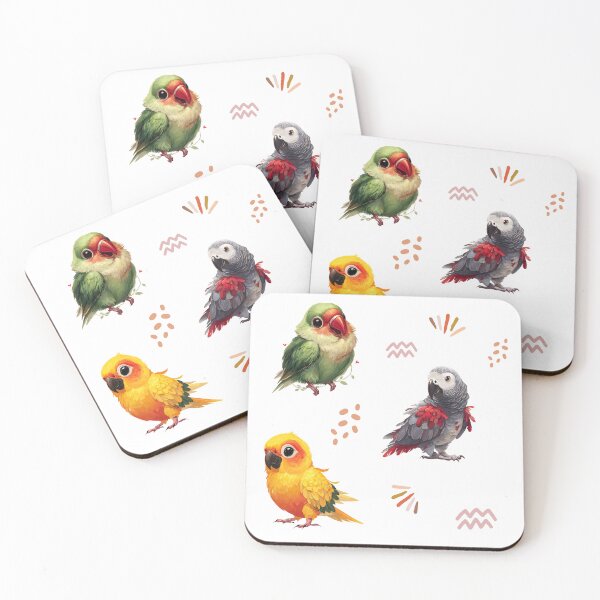 Artikelvorschau, Niedliche, bunte Cartoon-Papageien – Tropische Vogel-Cliparts-Set entworfen und verkauft von Anastasiia Yurevych.