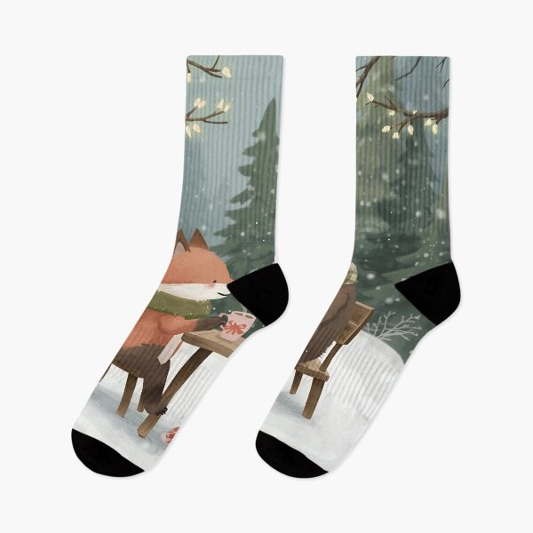 Item preview, Winter Tea Time with Fox and Bear designed and sold by WildlifeWhimsy.