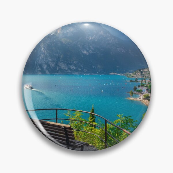 Item preview, Bench View Over Torbole and Cruise Boat on Lake Garda designed and sold by Stefano Orazzini.