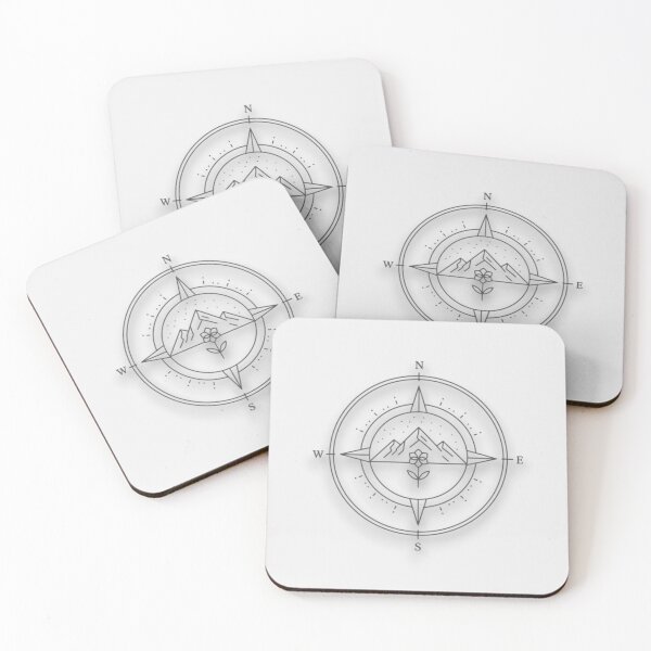 Item preview, Mountain Flower Compass Rose | Minimalist Line Art Adventure designed and sold by Creationpod44.