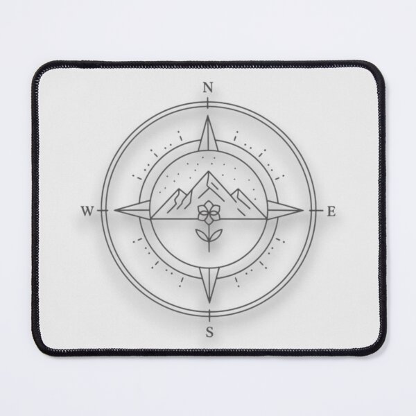 Item preview, Mountain Flower Compass Rose | Minimalist Line Art Adventure designed and sold by Creationpod44.