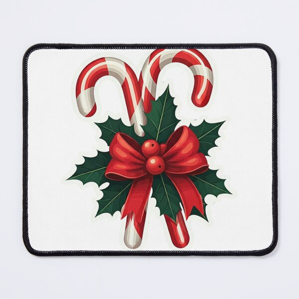 Item preview, Christmas Candy Cane with Red Bow and Holly  designed and sold by PixelVibe782.