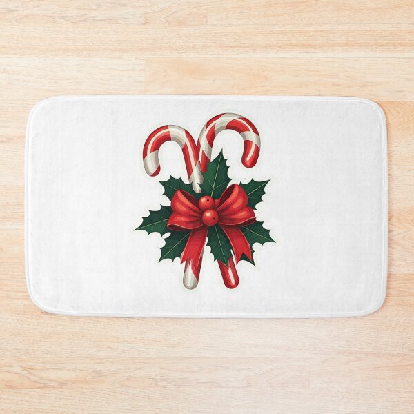 Item preview, Christmas Candy Cane with Red Bow and Holly  designed and sold by PixelVibe782.