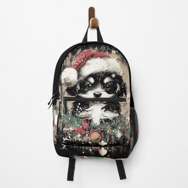 Artikelvorschau, Weihnachts-Hunderucksack | Niedliches Weihnachtshunde-Design entworfen und verkauft von vanilla art.
