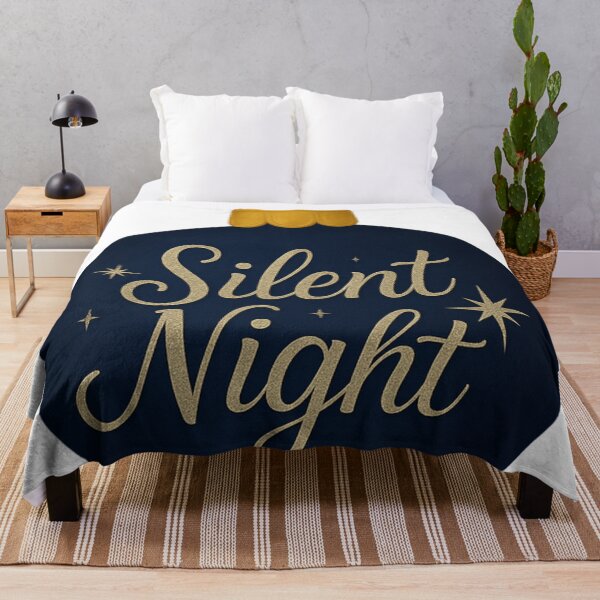 Item preview, Silent Night Navy Christmas Ornament – Elegant Gold Holiday Design for Clothing & Home Décor designed and sold by Painted Moon by Luna Bee™.