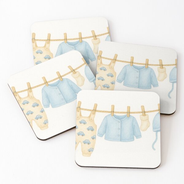 Item preview, Watercolor Baby Boy Clothes on Clothesline Nursery Wall Art designed and sold by SVT Abstract.