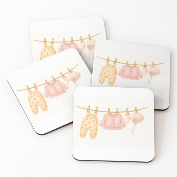 Item preview, Watercolor Baby Girl Clothes on Clothesline Cute Nursery Art designed and sold by SVT Abstract.