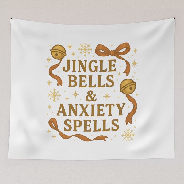 Item preview, “Jingle Bells & Anxiety Spells” Funny Christmas Holiday Humor Design designed and sold by Painted Moon by Luna Bee™.