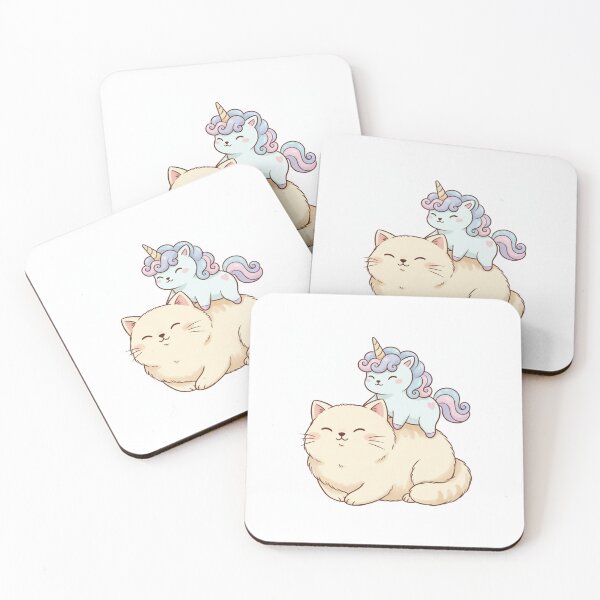 Item preview, Unicorn riding cat kitten cute kawaii rainbow birthday christmas fantasy designed and sold by CheeseBlueprint.
