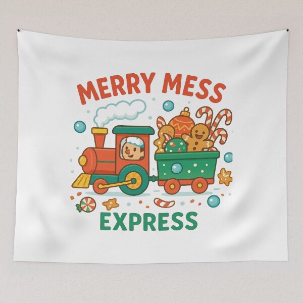 Item preview, Merry Mess Express – Funny Christmas Train Holiday Chaos Design designed and sold by Painted Moon by Luna Bee™.