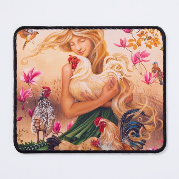 Item preview, Lady with rescued chickens by Maria Tiqwah designed and sold by Maria Tiqwah.