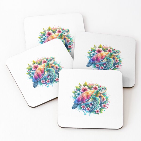 Item preview, Sea Turtle in Coral Reef | Vibrant Watercolor Ocean Life Splash Art designed and sold by Colorful-Garden.