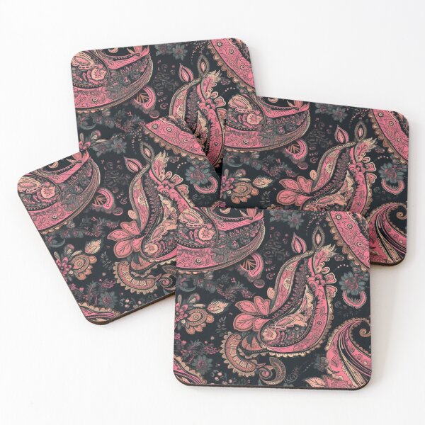 Item preview, Pink Paisley Elegance – Floral Pattern on Black designed and sold by CraftedHome.