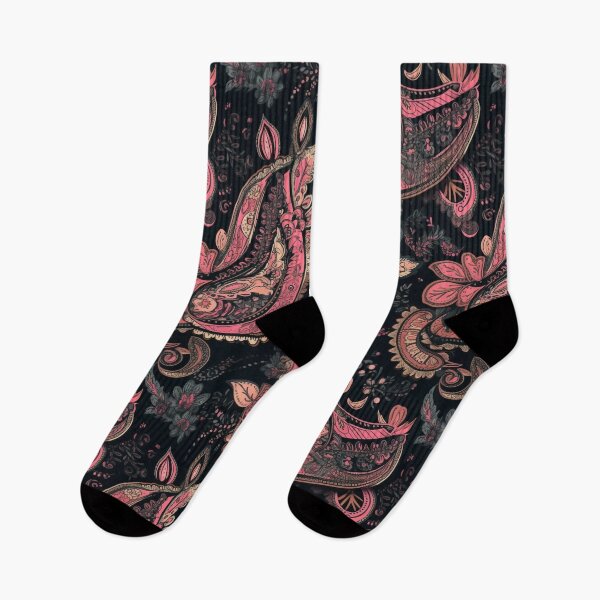 Item preview, Pink Paisley Elegance – Floral Pattern on Black designed and sold by CraftedHome.