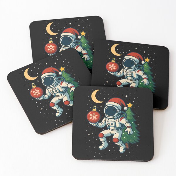 Item preview, Santa Astronaut Christmas Tree Space Holiday Adventure designed and sold by DrawHandArt.