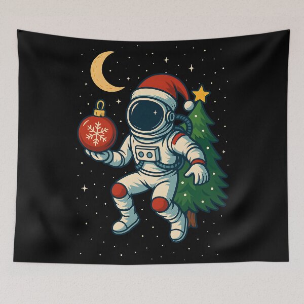 Item preview, Santa Astronaut Christmas Tree Space Holiday Adventure designed and sold by DrawHandArt.