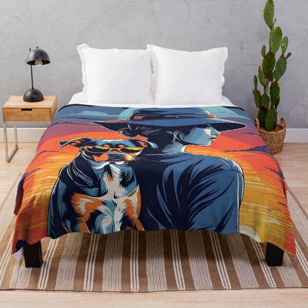 Item preview, Sunset vibes: illustration of a stylish woman with a dog designed and sold by simaso.