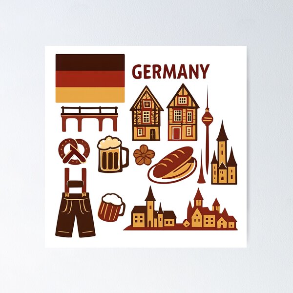 Item preview, Colorful Germany Travel Icons designed and sold by Gaby112703.