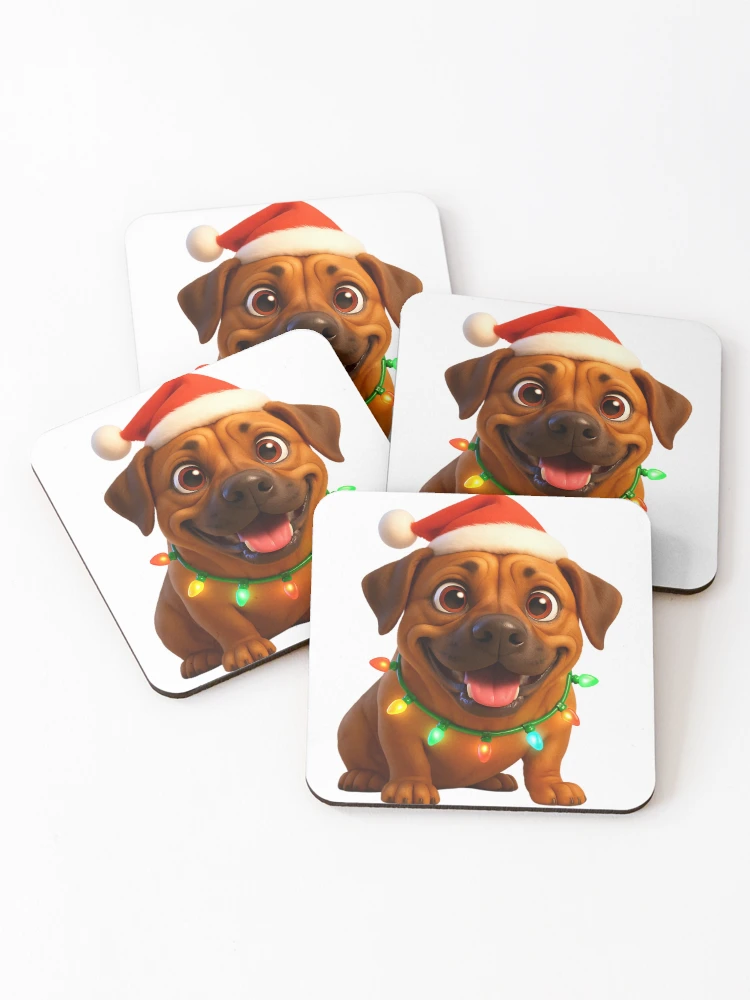 Thumbnail 1 of 5, Coasters (Set of 4), Christmas Rhodesian Ridgeback designed and sold by Sillytoe.