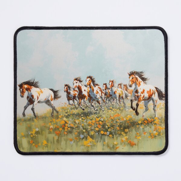 Item preview, A herd of painted horses racing across a flower-covered meadow Horses in Motion designed and sold by CDC40.