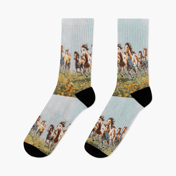 Item preview, A herd of painted horses racing across a flower-covered meadow Horses in Motion designed and sold by CDC40.