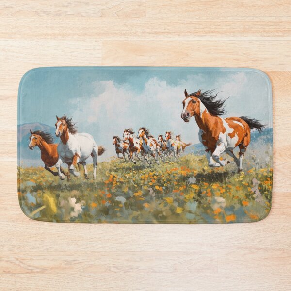 Item preview, A herd of painted horses racing across a flower-covered meadow Horses in Motion designed and sold by CDC40.