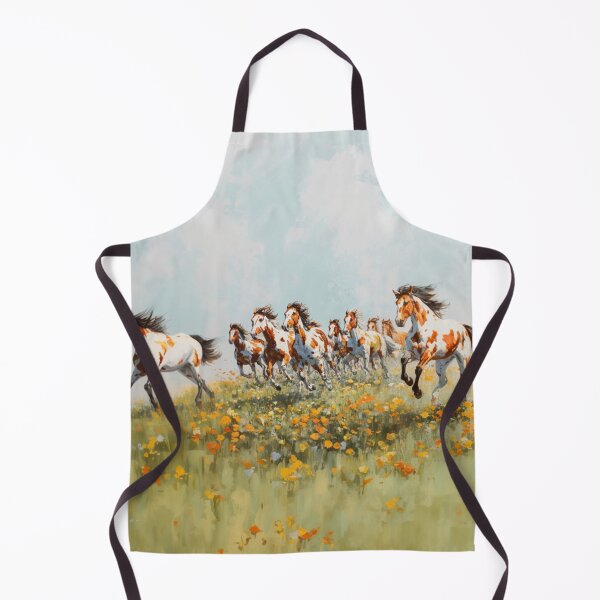 Item preview, A herd of painted horses racing across a flower-covered meadow Horses in Motion designed and sold by CDC40.
