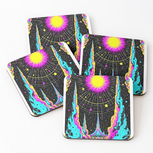 Item preview, Neon Cosmic Peaks – Vibrant Retro Space Art designed and sold by MindTripLabs.
