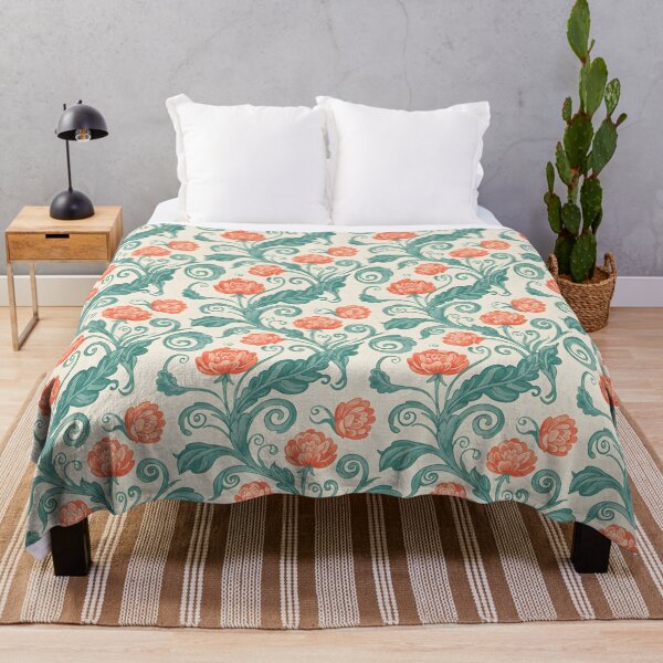 Item preview, Coral Peony & Vine Seamless Pattern designed and sold by HolmeProud.