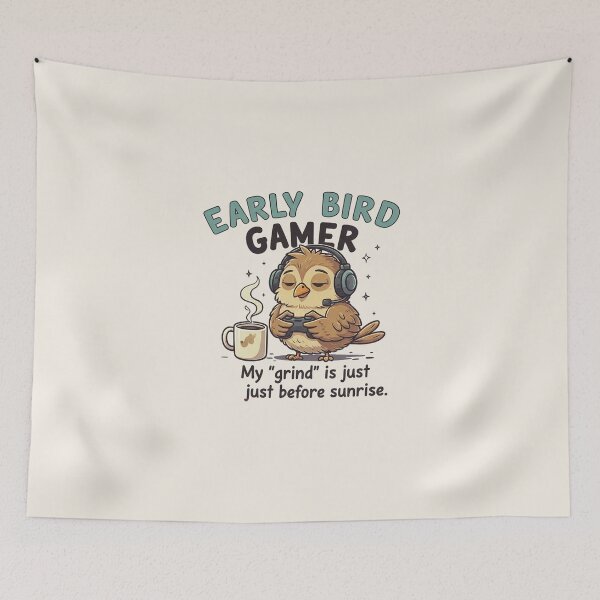 Item preview, Early Bird Gamer Coffee Grind Before Sunrise designed and sold by HoopeStylee.
