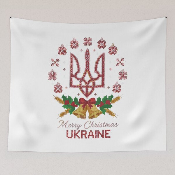 Item preview, Festive Ukrainian Trident Christmas Greeting designed and sold by RGShirtWorks.