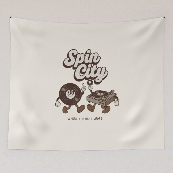 Item preview, Spin City Retro Vinyl Turntable Music Groovy designed and sold by HoopeStylee.