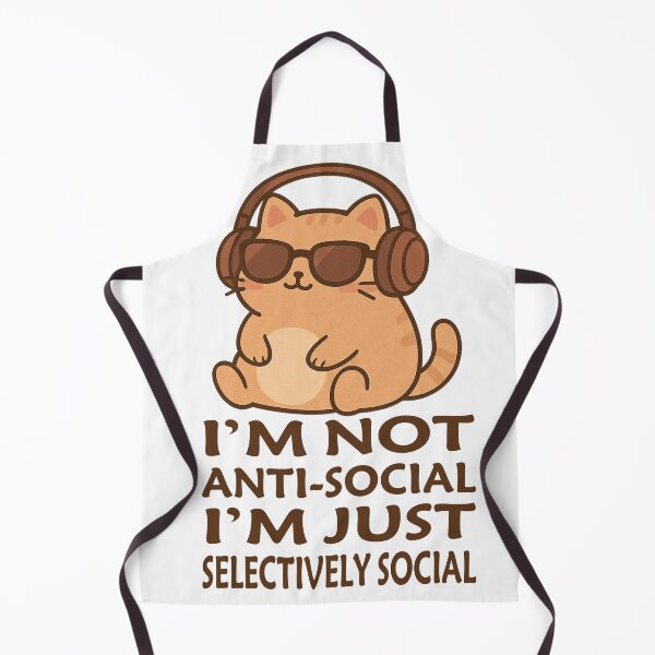 Item preview, Cute Chubby Cat with Headphones | “I’m Not Anti-Social, I’m Just Selectively Social” Funny Kawaii Cat Quote designed and sold by Ammar Studio.